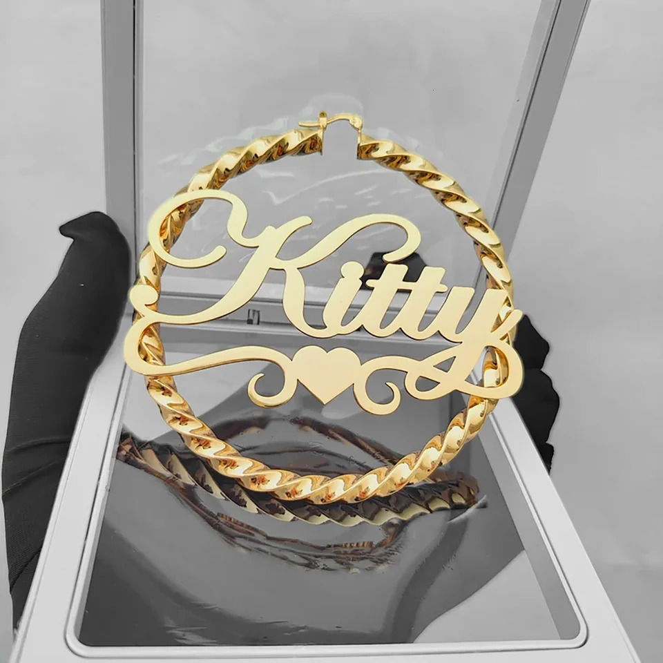 DHQH Name Twist Hoop Earrings Customized Name Earrings 18KGold Personalized Name Earrings Customized Women Earrings Gift for Her 251211