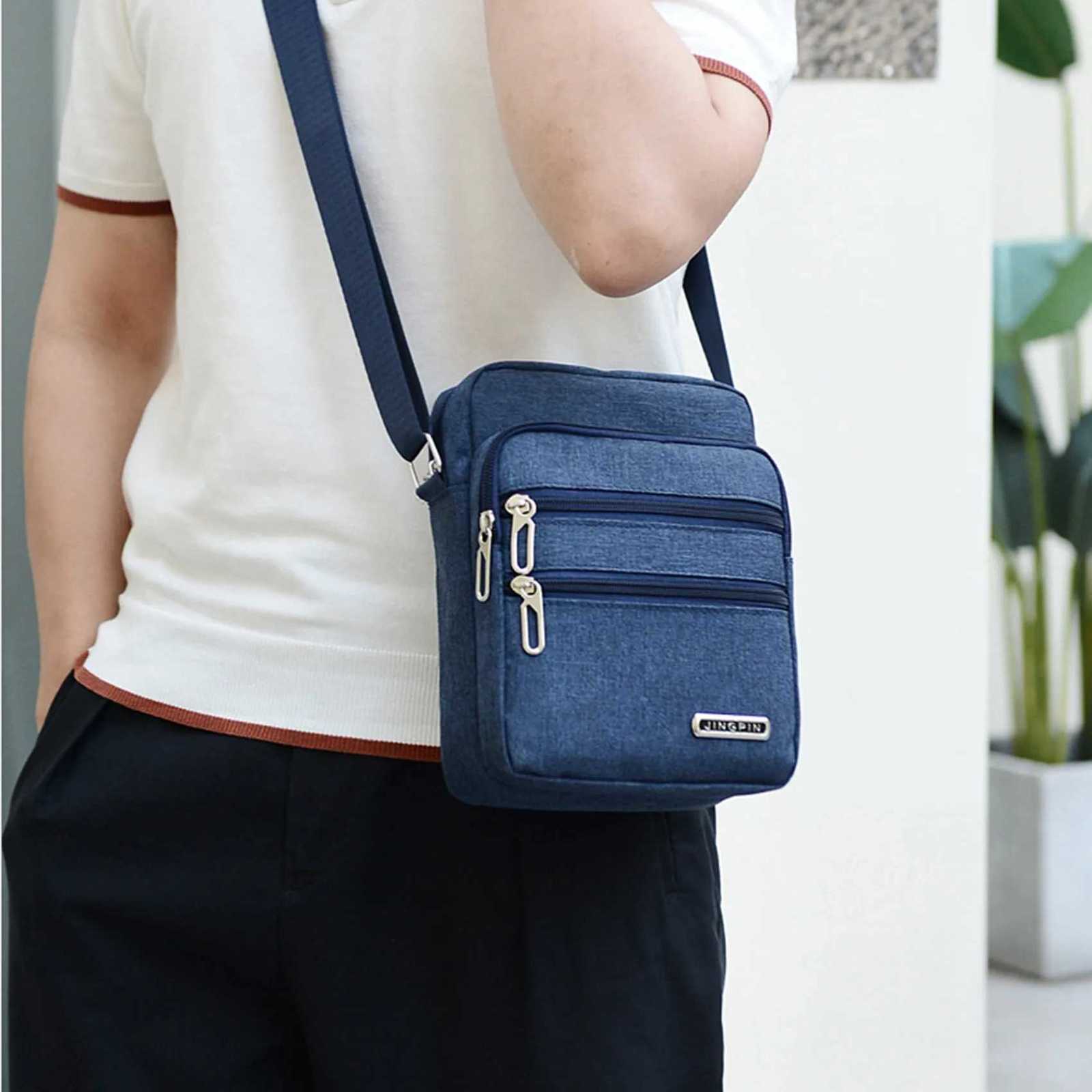 Mens Shoulder Bag Business Leisure Large Capacity Portable Handbag Zipper Multi Layer Waterproof Summer Males Crossbody BagsT251215