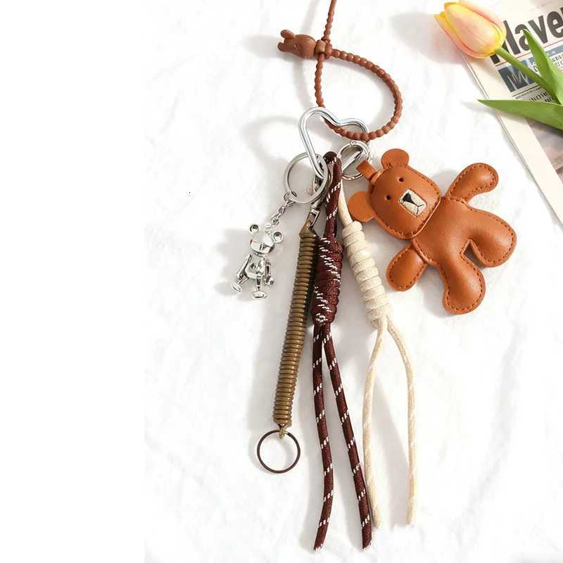 1 Piece Leather Little Bear Woven Rope Backpack Pendant Decoration Fashion DIY Keychain Bag Accessories M251215