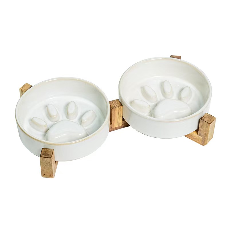 K3389 Artisan-crafted ceramic pet slow feeder bowl | Anti-spill and anti-choking design, suitable for small and medium-sized dogs and cats.