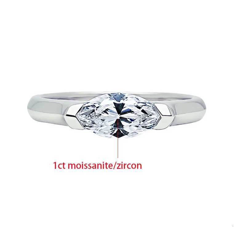 TFGLBU New 1CT Marquise Moissanite Ring for Women Proposal Wedding Diamond Band for Women 925 Sterling Silver Crown Single Ring M251215