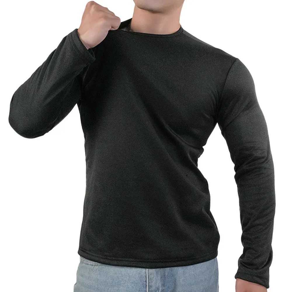 Mens Winter Thermal Underwear Extreme Cold Weather Long-sleeved Base Layer Top Fleece Lined New Winter O-Neck Bottoming Shirts G251215