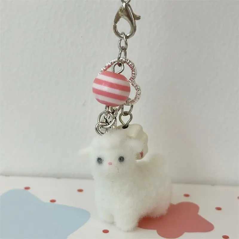 Cute Flocking Alpaca Keychain Lovable Sheep Pendant Phone Chain Back Pack Charm Lanyard for Pair Gift M251215