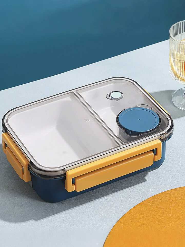 1PC Adt Microwaveable Plastic Lunch Box with Two/Three Cpartments Portable Student Food Container with Leak-Proof Lid H251213