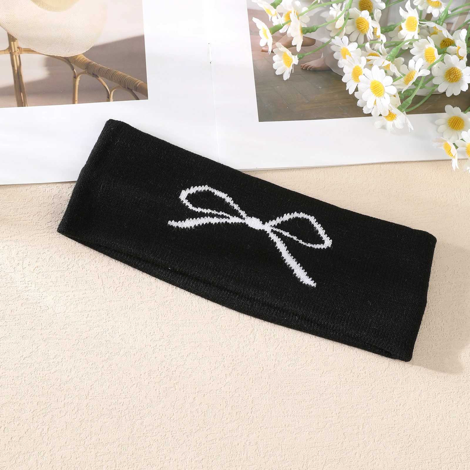 AWAYTR Fashion Bow Knitted Hair Bands Women Solid Color Elastic Headband Sport Yoga Hairband Soft Wash Face Makeup HeadwrapXJ251215 - view 4