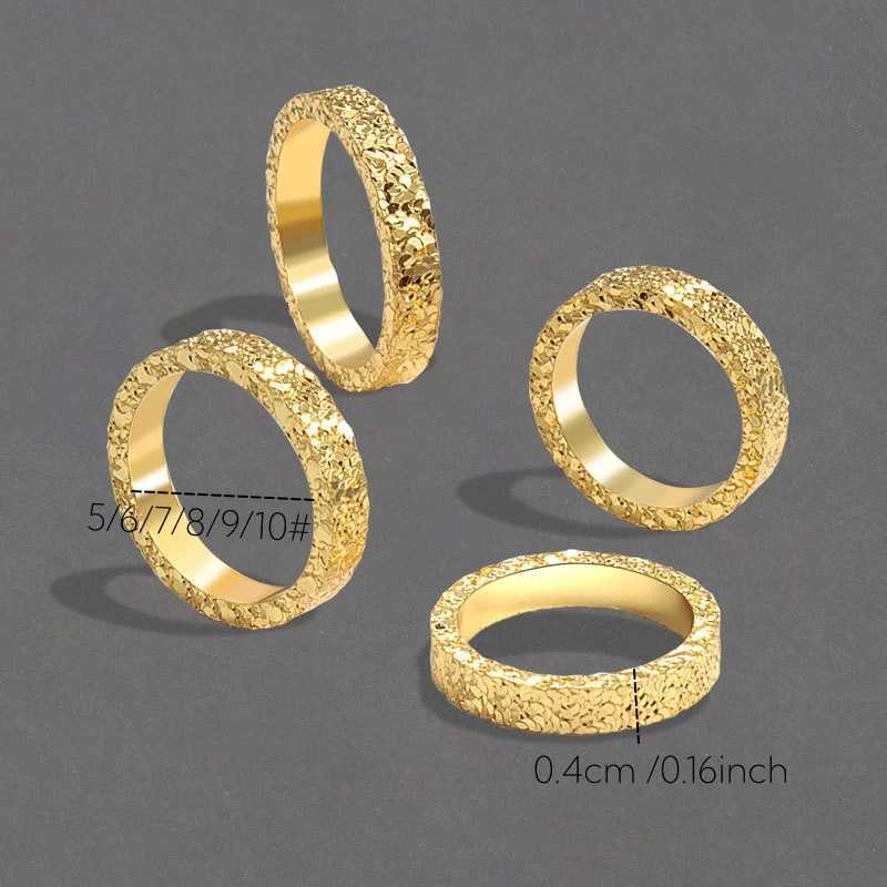 Stainless Steel 4mm Broken Ice Rings Women Size 5/6/7/8/9/10 Gold Color Bling Finger Ring Wedding Band Jewelry Girlfriend Gifts M251215
