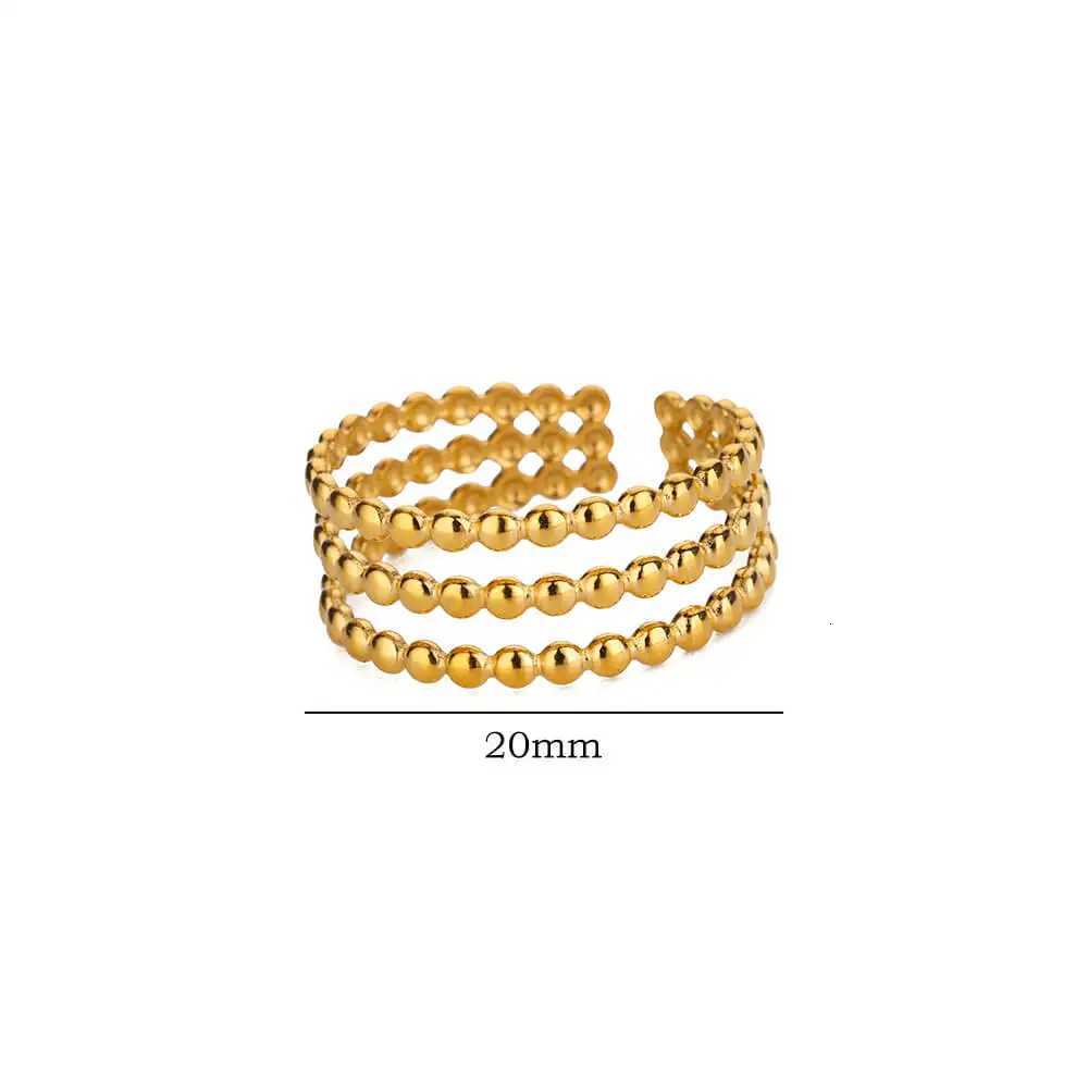 Stainless Steel Beads Design Rings For Women Gold Color Opening Ring Wedding Aesthetic Accessories Party Jewelry Gift BFF anillo M251215