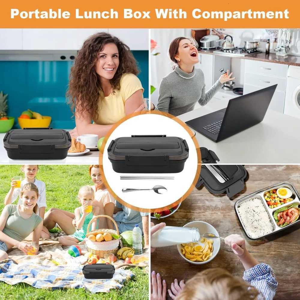 Lunch Box with Cpartment Stainless Steel Liner Matching Spoon Chopsticks Thermally Insated Portable Outdoor Bento Container H251213
