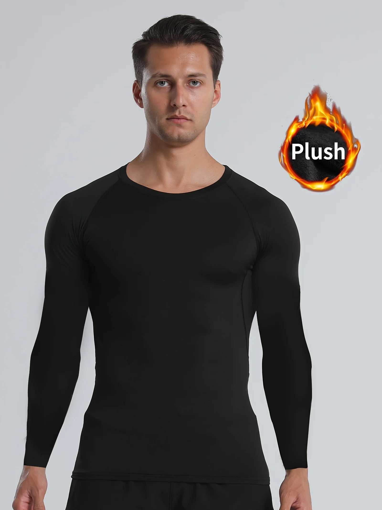 Mens sports thermal top thermal underwear T-shirt suitable for daily wear during gym running lightweight and flexible G251215