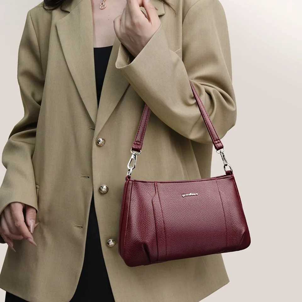 Genuien Brand Top Quality Soft Pu Leather Female Elegant Crossbody Shoulder Bags for Women Casual Tote Purses and Handbags 2026T251215