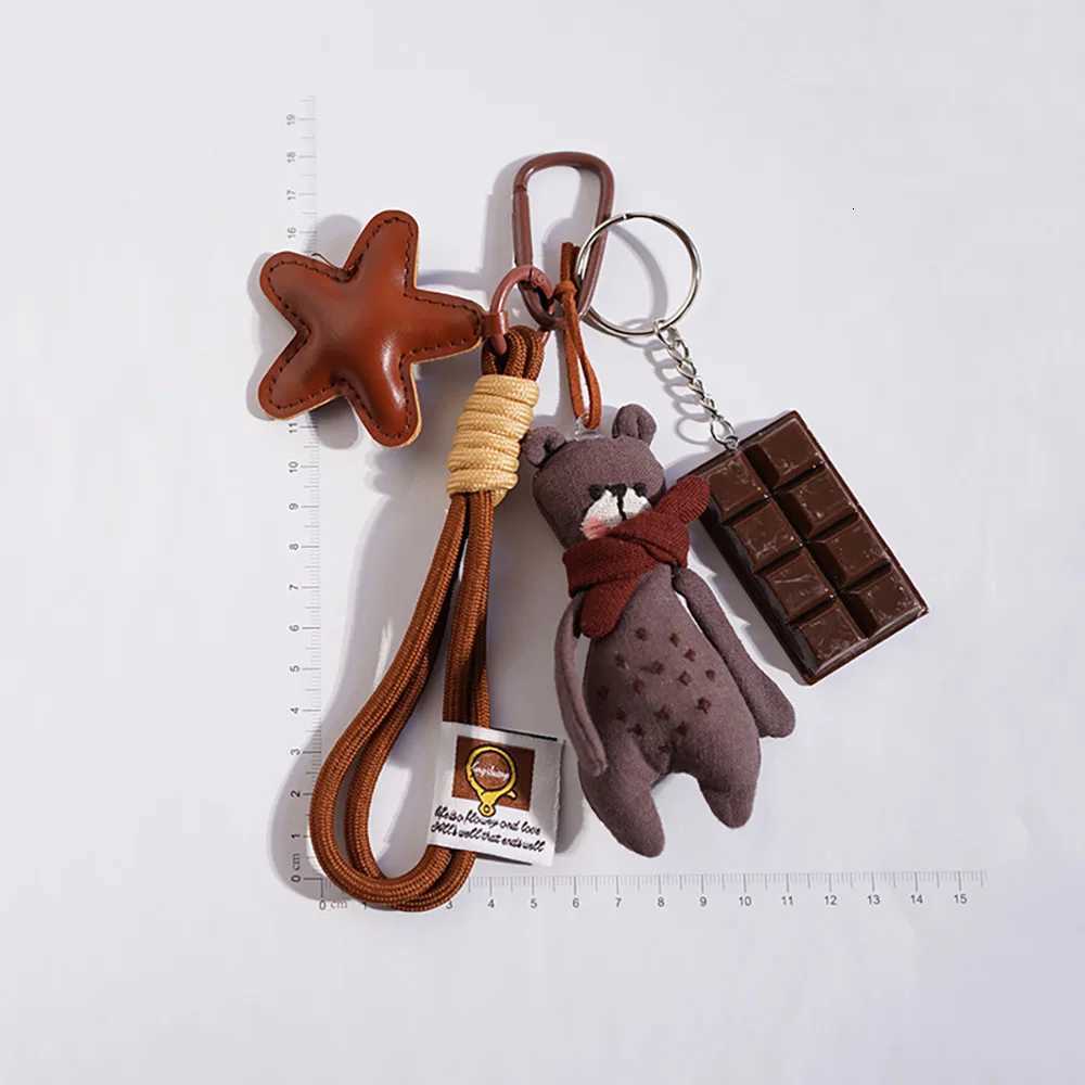 Cute Scarf Little Bear Keychain Cartoon Plush Doll Pendant Bag Charm Wope Rope Design Beaded Hanging Piece Accessories A257 M251215