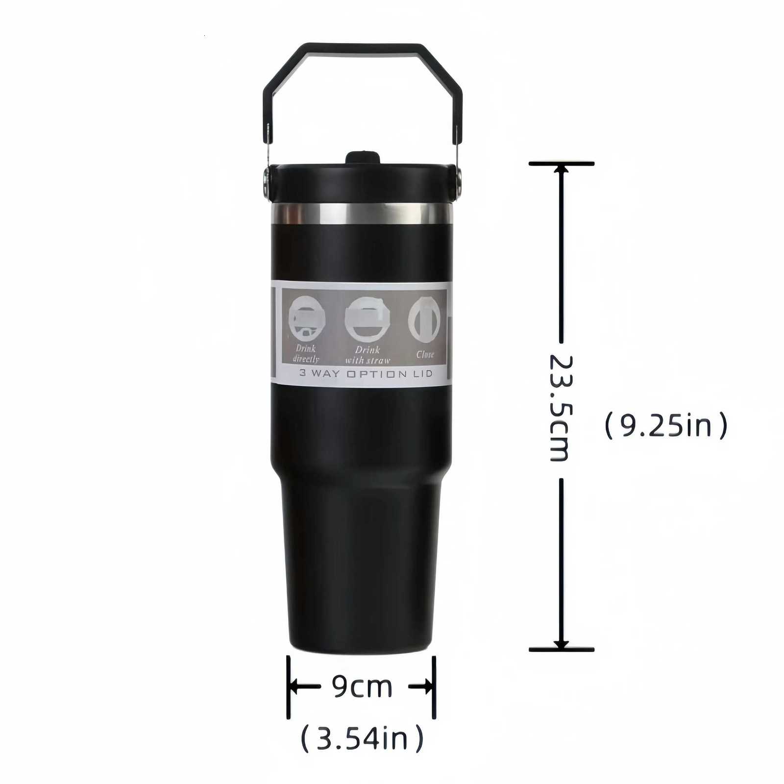 30oz Stainless Steel Vacuum Insulated Water Bottle With Handle Portable Coffee Mug Office Business Style Travel Thermos Bottle H251215