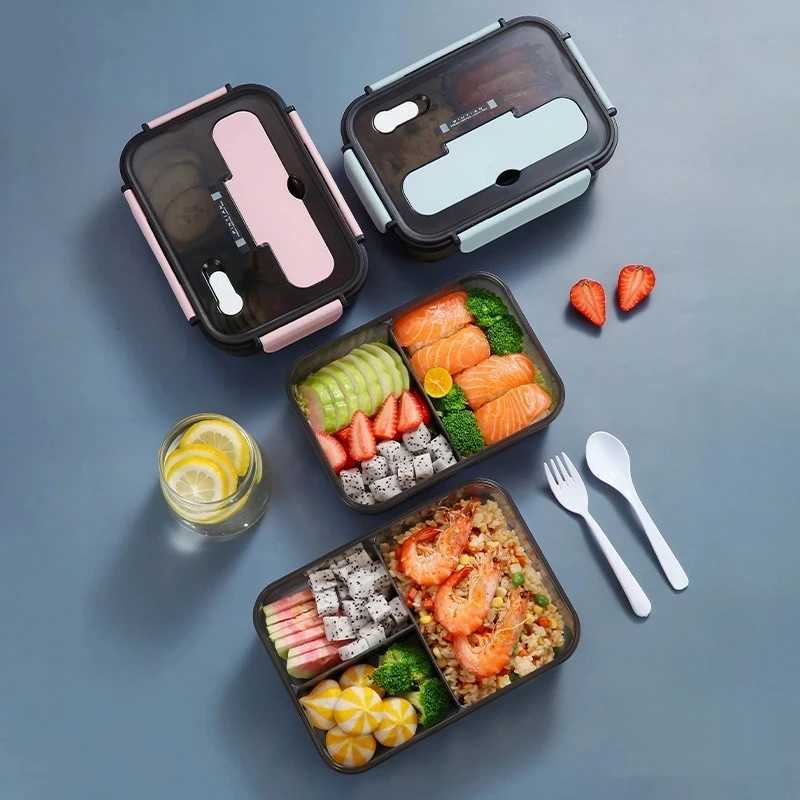 Transparent Lunch Box For Kids Food Storage Container With Lids Leak-Proof Microwave Food Warmer Snacks Bento Box Japanese Style H251213