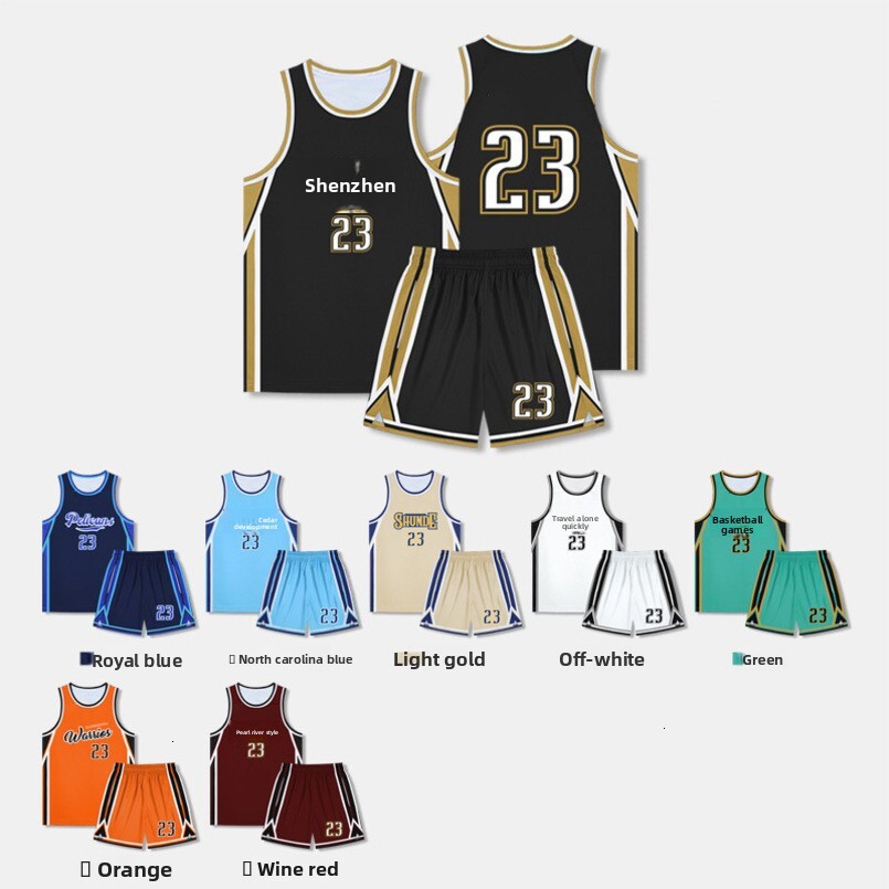 New Basketball Set Men, Ice Silk Training Team Uniform, Breathable Quick-Dry Sports Jersey for Adults, Students, and Children Wholesale