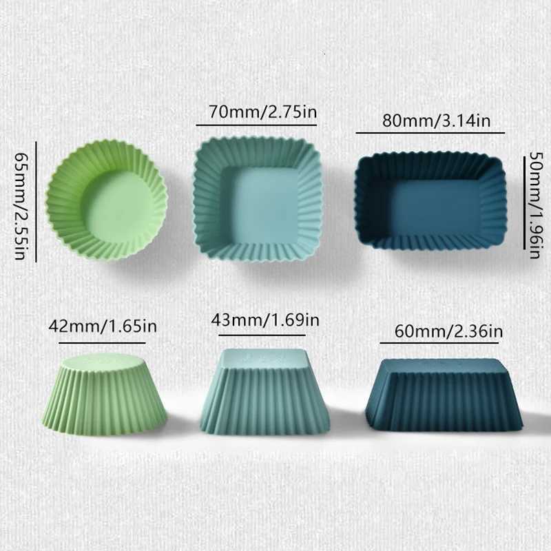 4/10/12Pcs Reusable Silicone Cupcake Baking Cups Non-Stick ffin Liners Molds Sets Bento Lunch Box Dividers Pastry Cake Molds H251213