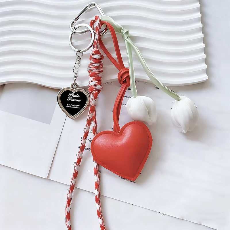 Fashion Charm Tassel Love Heart Pendant Handmade Creative Tulip Flower Bow Keyring Cute Bowknot Keychain Bag M251215