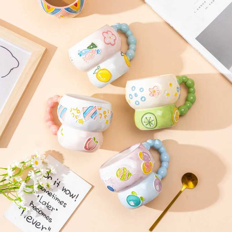 Creative Ceramic Color Coffee Cup Household Kitchen Milk Coffee Tea Fruit Ju Oat Water Cup Accessory Drinkware Gift 2025 New H251215