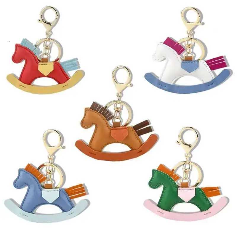 Trendy Designer luxury PU Leather Rocking Horse Keychain Pony Horse Pendant Decoration For Ladies Bag Keyring Charm Accessories M251215