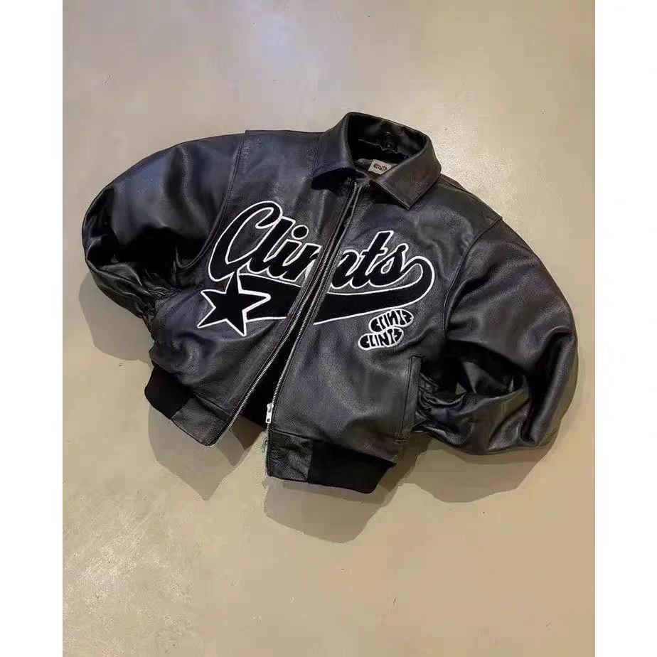 Retro Black Leather Jacket Oversized Loose Thickened Y2k Zipper Jacket Hip Hop Goth Rock Men and Women Coats Jackets Streetwear 250804