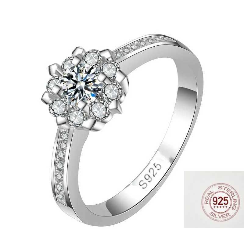Luxury 925 Sterling Silver Classic Ring for Women snowflake jewelry simple 30ct diamond ring imitation diamond womens ring M251215