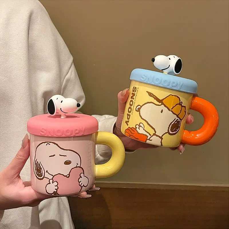 Cartoon Anime High-Looking Ceramic Coffee Cup g Gift with Cover for He and Off Couples H251215
