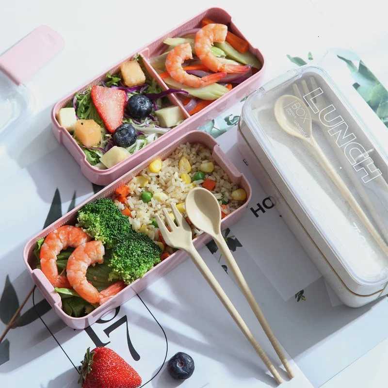 Kids Bento Box Leakproof Lunch Containers Cute Lunch Boxes for Kids Chopsticks Dishwasher Microwave Safe Lunch Food Container H251213