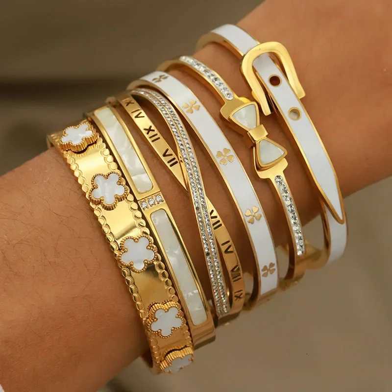 316L Stainless Steel Metal Classic Flower Bangles for Women Fashion Brand Jewelry Delicate Bowknot s Accessories M251215