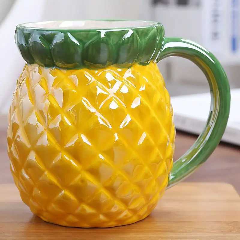 Creative Ceramic Strawberry Pumpkin Pineapple Coffee Cup Kids Fruit g He Off Breakfast Milk Drink g Birthday Gift New H251215