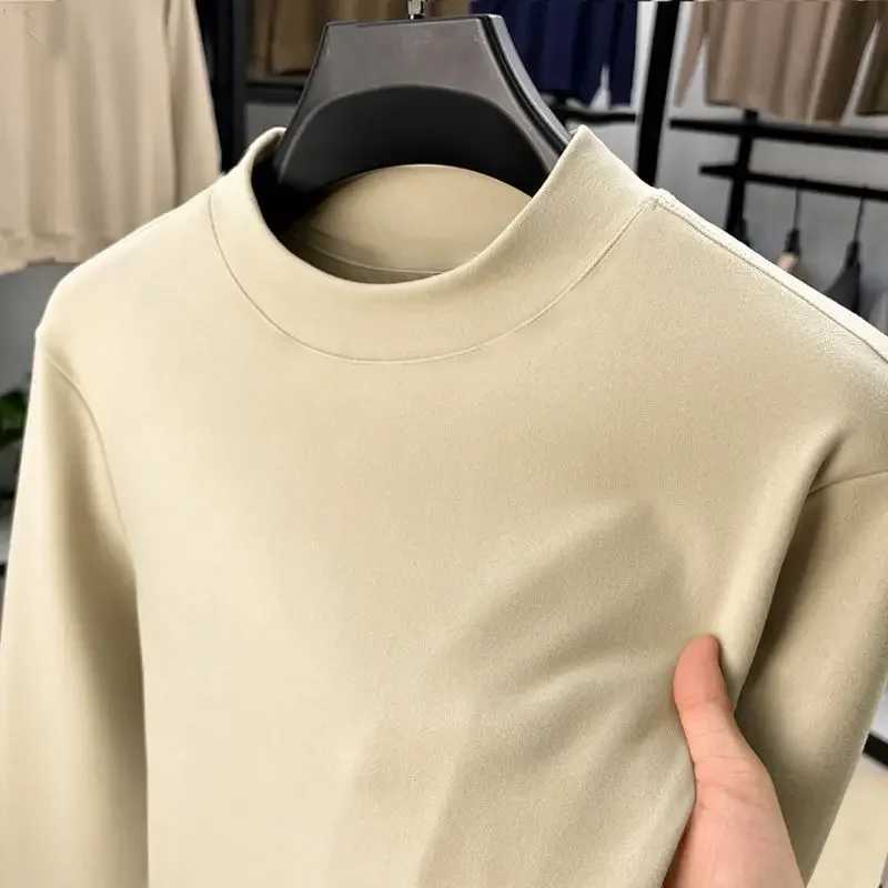 Autumn Winter Thickened WarmFleece-Lined Mens Neck Warm Long Sleeve Base Layer Top Autumn Fashion Thermal Underwear G251215