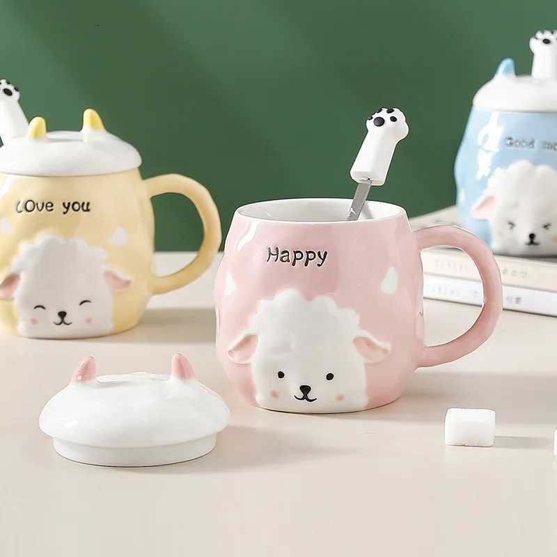 Simple Ceramic Cup with Llid Spoon Japanese Style g Off Large Capacity Cup Coffee Tea Water Cup H251215