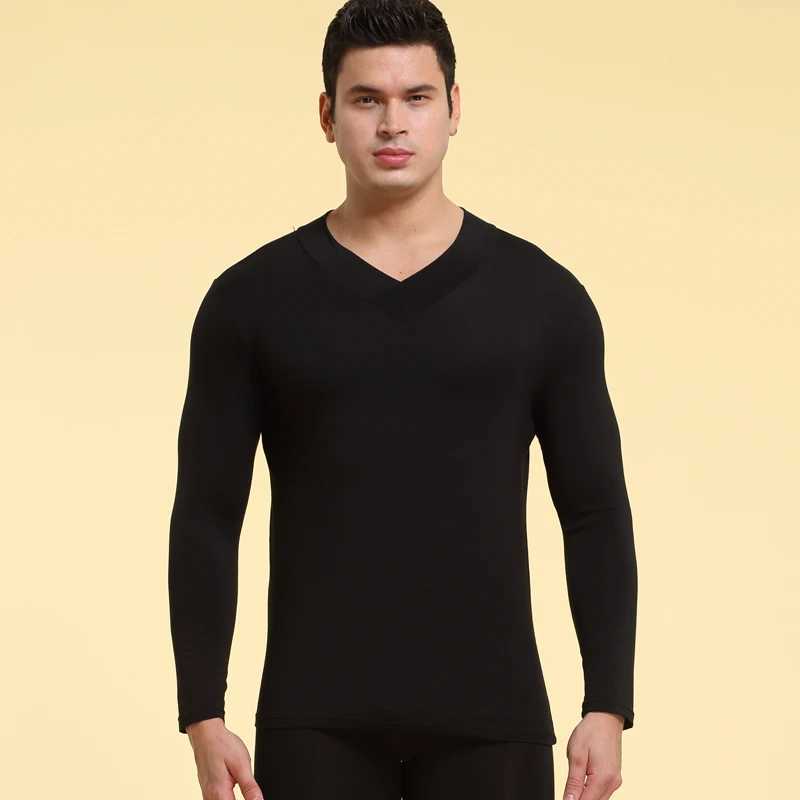 Mens Autumn High-Neck Thermal Underwear Thin Base Layer Shirt Slim Fit Modal Top for Autumn and Winter G251215