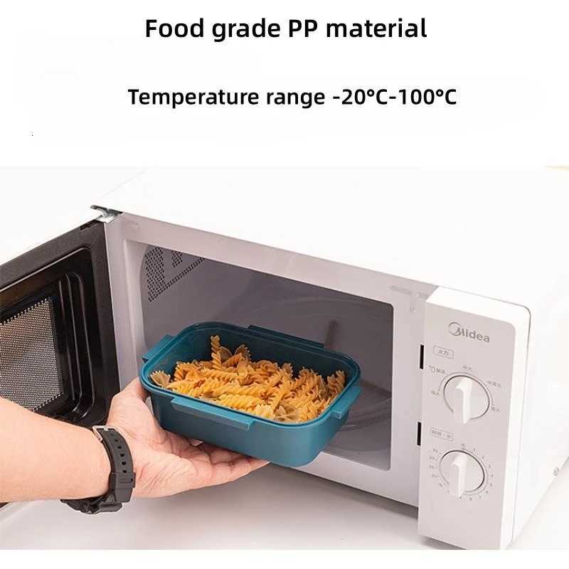 Portable Sed Lunch Box 2Tier Latt Microwave Available Heating Student Off Staff Fruit Food Containers with Forks Spoons H251213