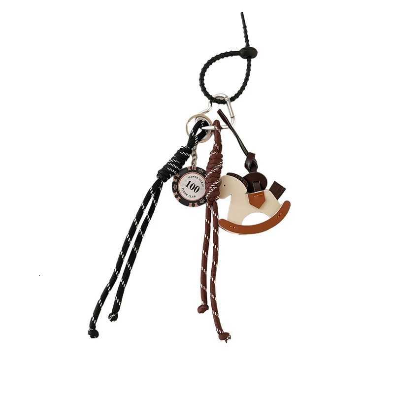 Practical Leather Horse Pendant Keychain With Braided Rope Bags Pendant Charm For Stylish Phone And Bag Accessories M251215
