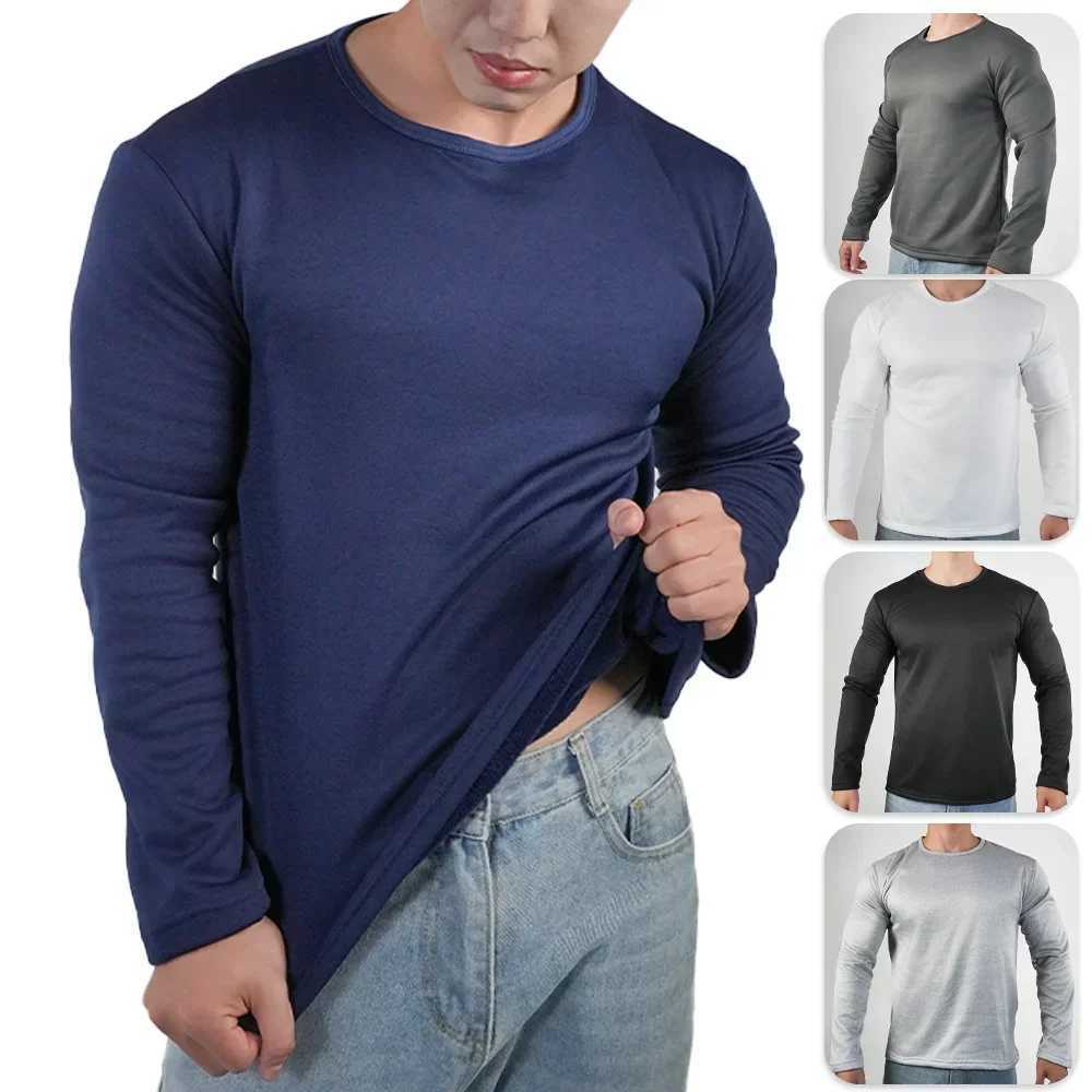 Mens Winter Thermal Underwear Extreme Cold Weather Long-sleeved Base Layer Top Fleece Lined New Winter O-Neck Bottoming Shirts G251215