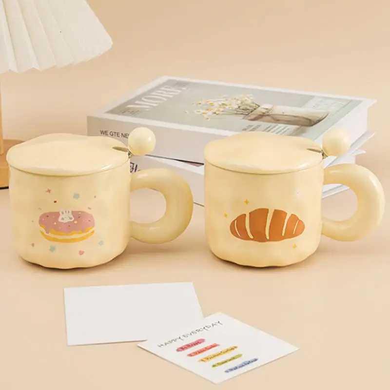 Porcelain Cup Girl Cartoon Mtifunction Covered Spoon Practical Cute Water Accessories For Perfect Cup For Hot Drinks g H251215