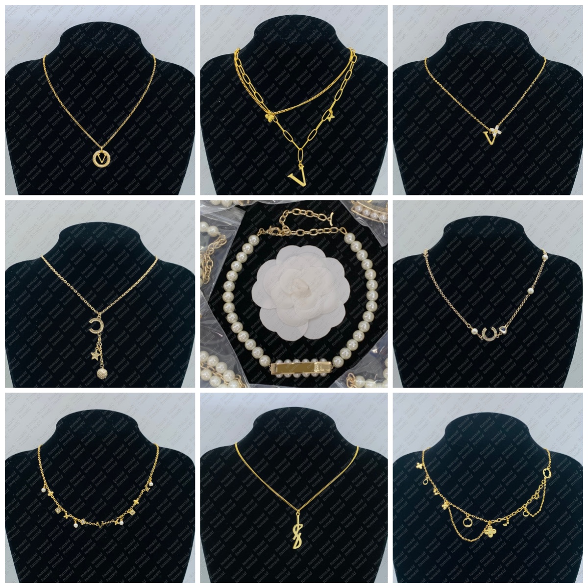 Fashion Four Clover Gold Necklaces Women Luxury Designer Jewelry Letter Pendant Necklace Fine Jewelery Pearl Necklace Mens Gold Chains Wedding Gifts