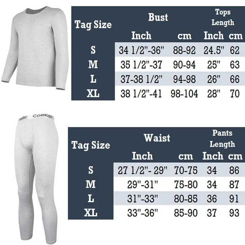 Thermal Underwear for Men Long Johns With Fleece Lined Set Cold Weather Winter Top Bottom G251215