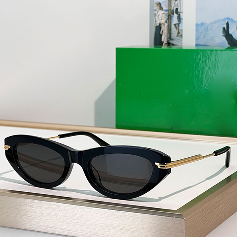 Designer Women Cat Eye Sunglasses Acetate Fiber Metal Frame Glasses Classic Cat Eye Lady Glasses Top Quality Outdoor Leisure Style UV Protection BV1368