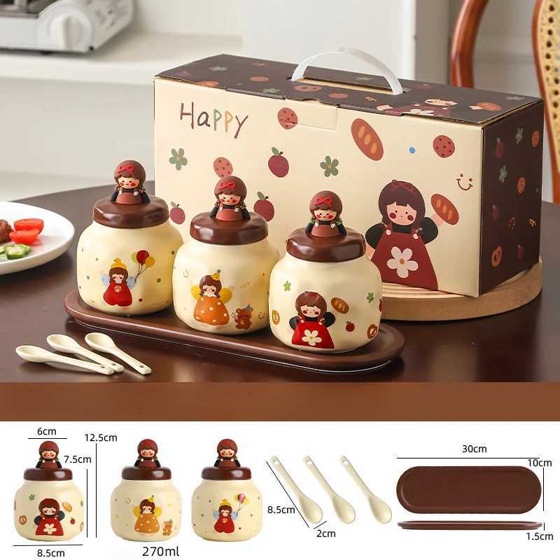 Household Ceramic Seasoning Jar Cbination Set MSG Salt Sugar Storage Seasoning Jar Kitchen Storage H251215