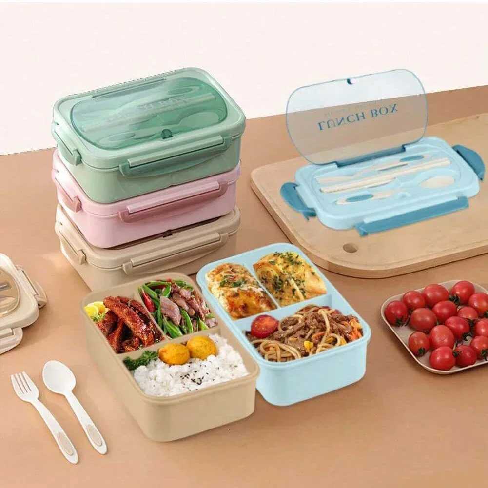 Cpartment Lunch Box Portable Kids Students Off Bento Box With Fork and Spoon Microwave Food Storage Container for Picnic H251213