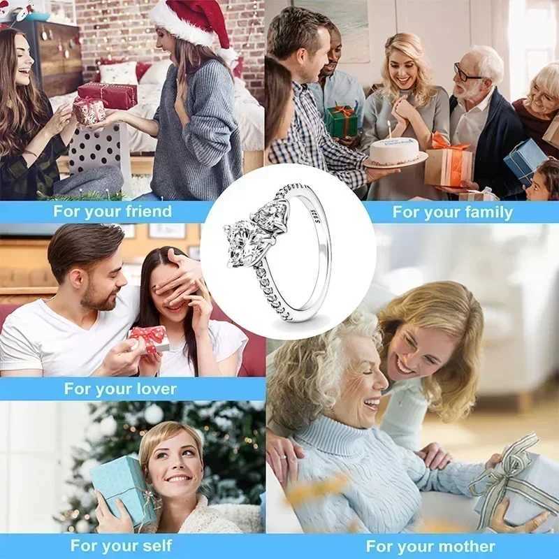 2025 New 925 sterling silver classic dazzling crown round hearts ring exquisite womens light luxury charm ring jewelry gift M251215