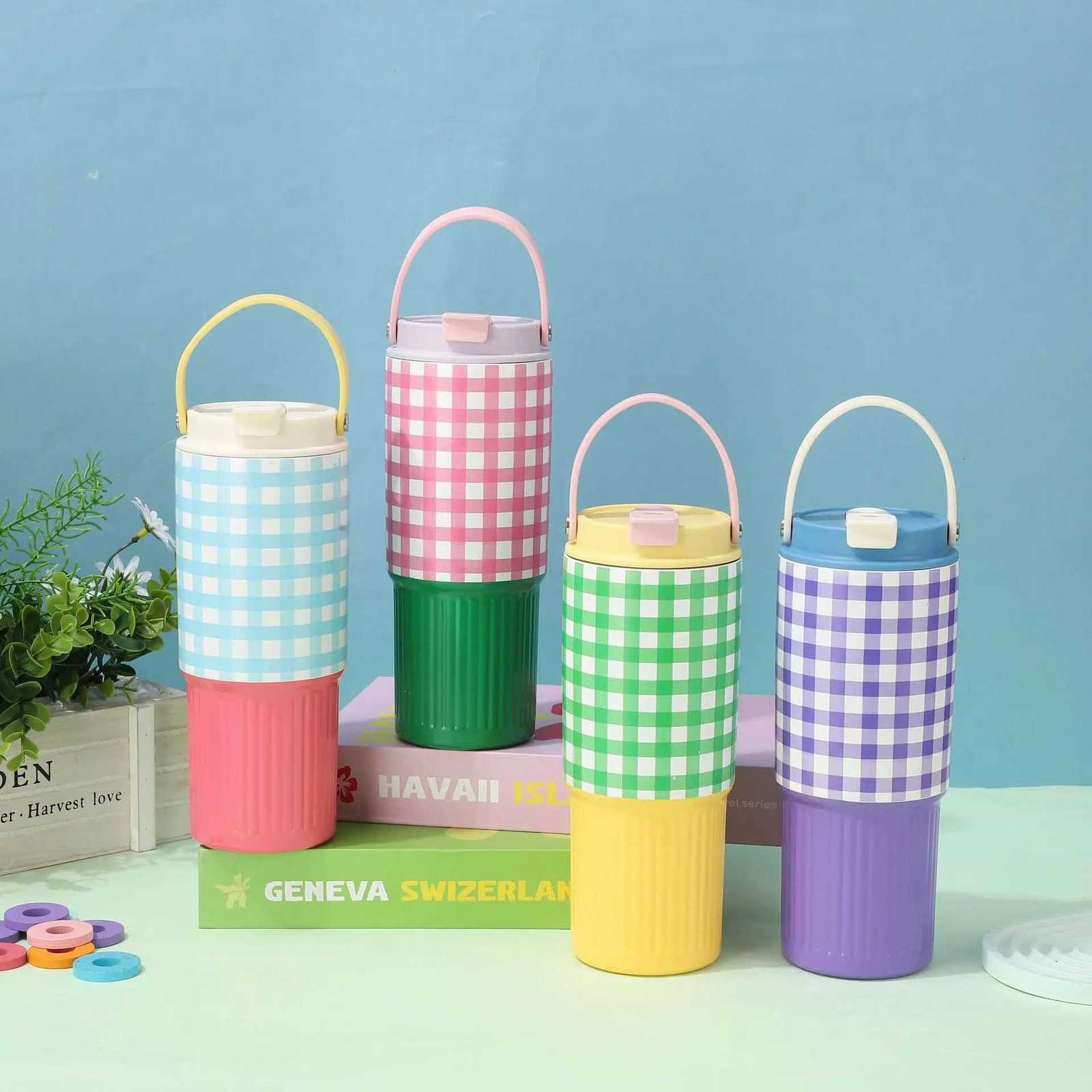 30oz Stainless Steel Tumbler - Double Lid Vacuum Insulated Cup with Straw Handle Keeps Cold 24H for Gym Hiking Car Travel H251215