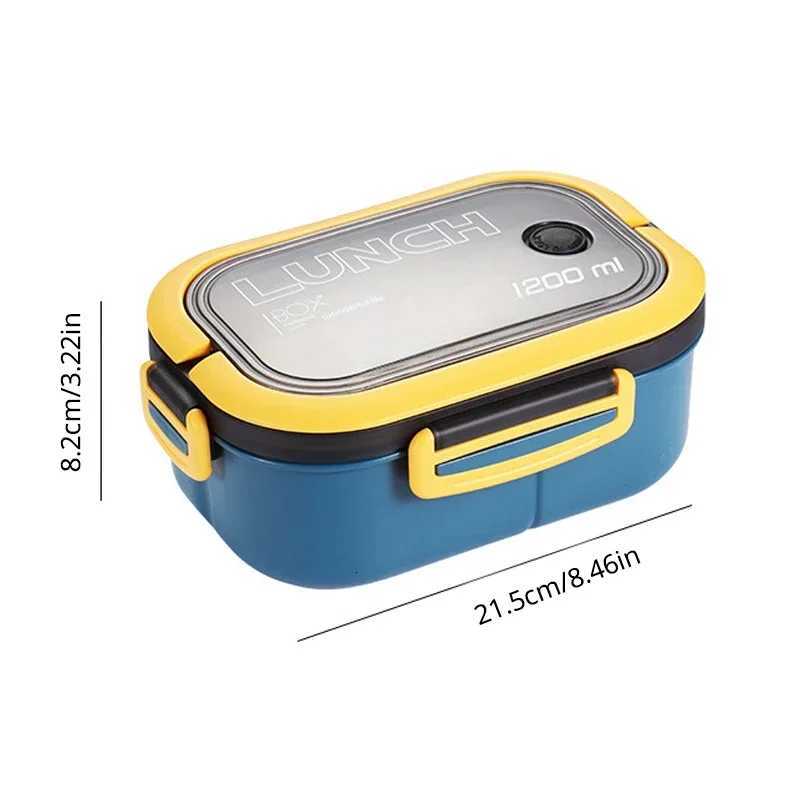Portable Single Double-layer Lunch Box Cpartment Fruit Food Microwave Lunch Box with Fork and Spoon Picnic Fresh Box H251213