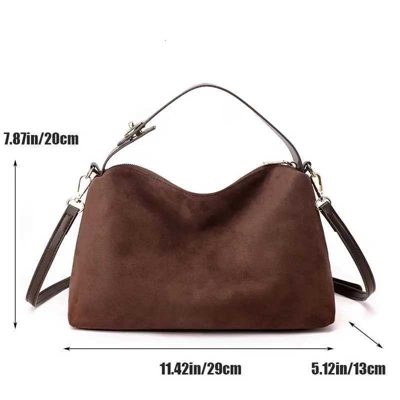 Womens Bag Large Capacity Suede Shoulder Bag Retro Tote Handbag For Women Shopping CommutingT251215