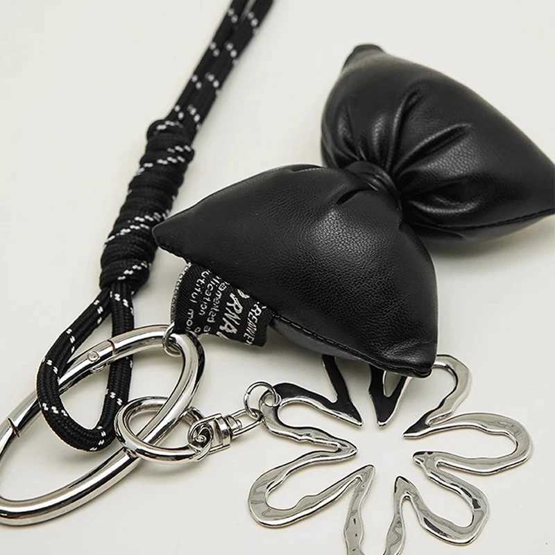 Fashionable Heart Leather Rope Keychain Cherry Bow Y2K Bag Pendant Ornaments Mobile Phone Lanyard Gifts Bag Accessories M251215