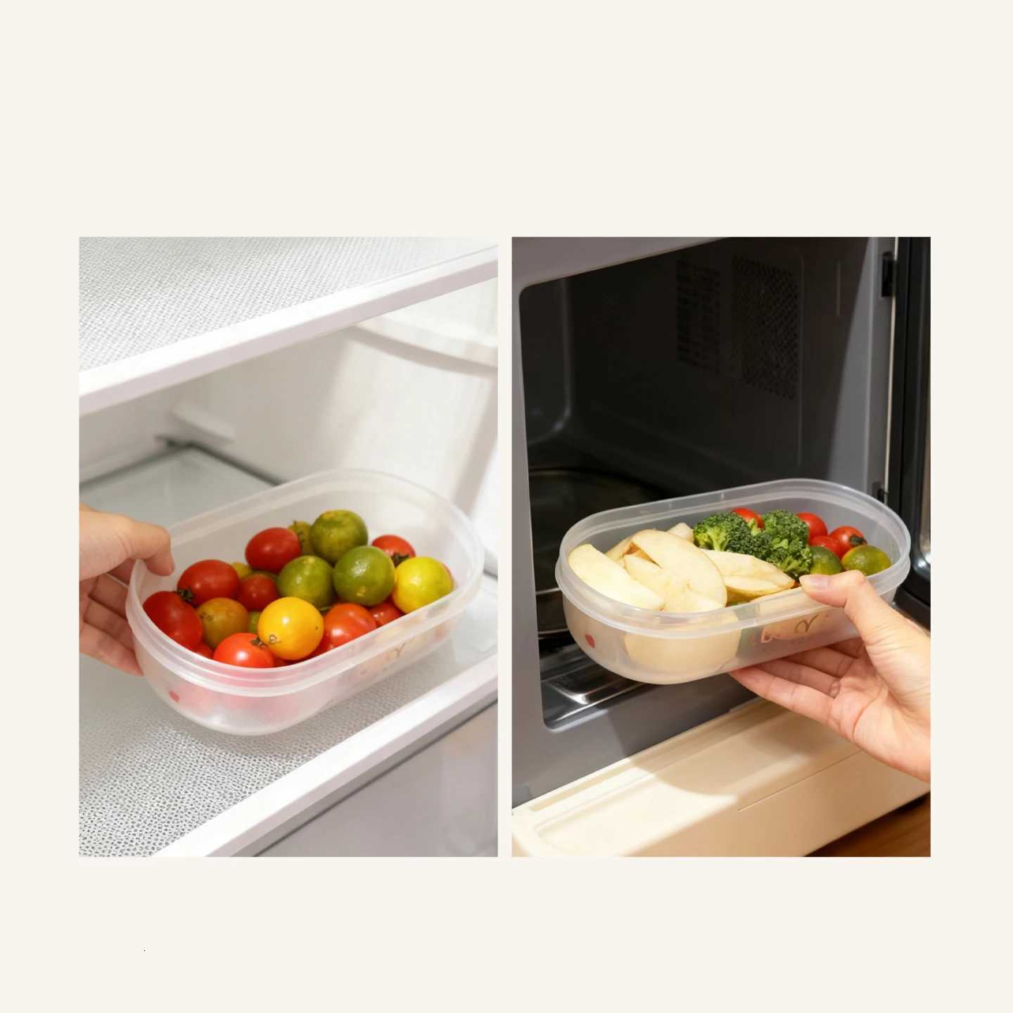 WORTHBUY Oval Plastic Bento Lunch Box With Handle Microwave Heatable Leak-proof Large Capacity Food Container For Kids Students H251213