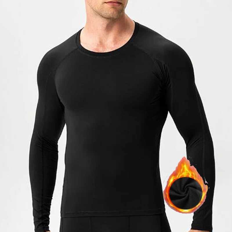 2024 Autumn Winter Men Undershirts Thermal Underwear Thin Fleece Elastic Compression Fitness For Winter Sports Wear G251215