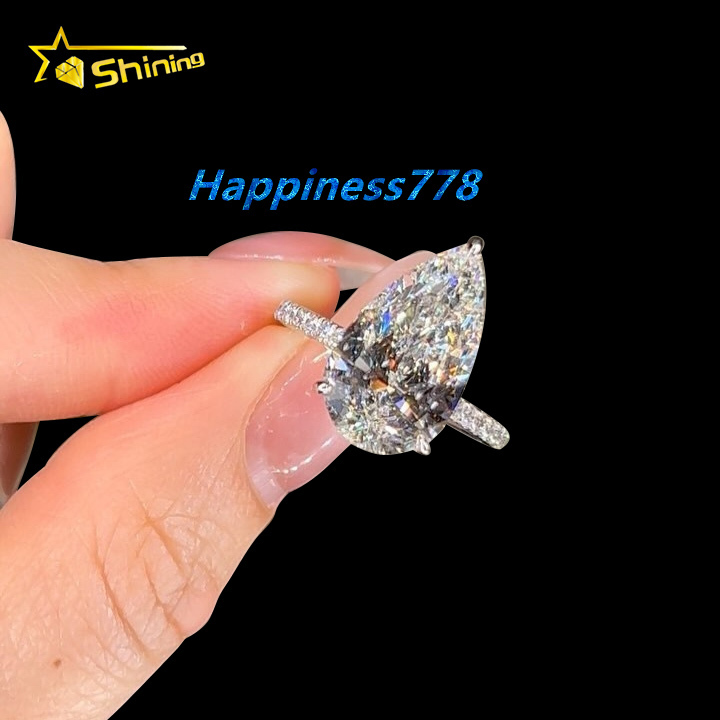 Luxury 10K 14K Solid White Gold CVD Lab Grown Diamond 5CT IGI Certificated Pear Cut Women Engagement Wedding Ring