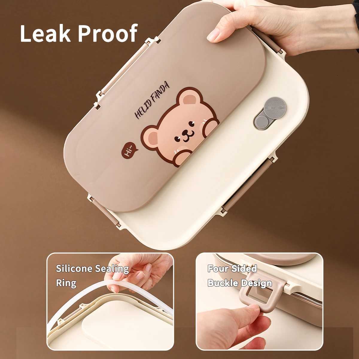 WORTHBUY 4 Grids 304 Stainless Steel Lunch Box With CutleryBowl Portable Food Contianer for Hot and Cold Food For Student Kid H251213