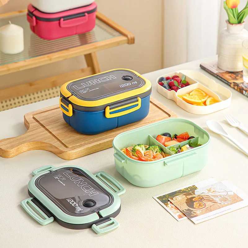 Double-layer Lunch Box Portable Cpartment Fruit Food Box Microwave Lunch Box With Fork And Spoon Picnic Fresh Box Kitchen H251213